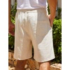 image:imageCOOFANDY Mens Linen Shorts Casual 9 7 Elastic Waist Drawstring Summer Beach Shorts1 Light Khaki