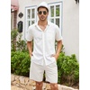 image:imageCOOFANDY Mens Linen Shorts Casual 9 7 Elastic Waist Drawstring Summer Beach Shorts1 White