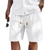 image:imageCOOFANDY Mens Linen Shorts Casual 9 7 Elastic Waist Drawstring Summer Beach Shorts1 White