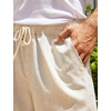 image:imageCOOFANDY Mens Linen Shorts Casual 9 7 Elastic Waist Drawstring Summer Beach Shorts2 Black Khaki