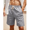 image:imageCOOFANDY Mens Linen Shorts Casual 9 7 Elastic Waist Drawstring Summer Beach ShortsBlack  Light Grey