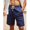 image:imageCOOFANDY Mens Linen Shorts Casual 9 7 Elastic Waist Drawstring Summer Beach ShortsBlack  Navy Blue