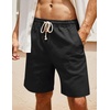image:imageCOOFANDY Mens Linen Shorts Casual 9 7 Elastic Waist Drawstring Summer Beach ShortsBlack  Navy Blue