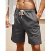 image:imageCOOFANDY Mens Linen Shorts Casual 9 7 Elastic Waist Drawstring Summer Beach ShortsBlack Dark Grey
