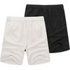 image:imageCOOFANDY Mens Linen Shorts Casual 9 7 Elastic Waist Drawstring Summer Beach ShortsBlack White