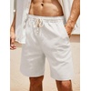 image:imageCOOFANDY Mens Linen Shorts Casual 9 7 Elastic Waist Drawstring Summer Beach ShortsDark Grey  White