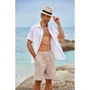 image:imageCOOFANDY Mens Linen Shorts Casual 9 7 Elastic Waist Drawstring Summer Beach ShortsKhaki