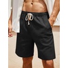 image:imageCOOFANDY Mens Linen Shorts Casual 9 7 Elastic Waist Drawstring Summer Beach ShortsLight Blue  Black