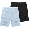 image:imageCOOFANDY Mens Linen Shorts Casual 9 7 Elastic Waist Drawstring Summer Beach ShortsLight Blue  Black