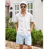 image:imageCOOFANDY Mens Linen Shorts Casual 9 7 Elastic Waist Drawstring Summer Beach ShortsLight Blue