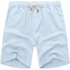 image:imageCOOFANDY Mens Linen Shorts Casual 9 7 Elastic Waist Drawstring Summer Beach ShortsLight Blue