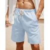 image:imageCOOFANDY Mens Linen Shorts Casual 9 7 Elastic Waist Drawstring Summer Beach ShortsLight Blue Navy Blue