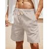 image:imageCOOFANDY Mens Linen Shorts Casual 9 7 Elastic Waist Drawstring Summer Beach ShortsLight Khaki Dark Khaki