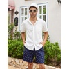 image:imageCOOFANDY Mens Linen Shorts Casual 9 7 Elastic Waist Drawstring Summer Beach ShortsNavy Pineapple