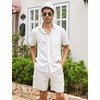 image:imageCOOFANDY Mens Linen Shorts Casual 9 7 Elastic Waist Drawstring Summer Beach ShortsWhite  Navy Blue