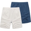 image:imageCOOFANDY Mens Linen Shorts Casual 9 7 Elastic Waist Drawstring Summer Beach ShortsWhite  Navy Blue