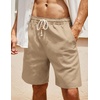 image:imageCOOFANDY Mens Linen Shorts Casual 9 7 Elastic Waist Drawstring Summer Beach ShortsWhite Dark Khaki