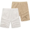 image:imageCOOFANDY Mens Linen Shorts Casual 9 7 Elastic Waist Drawstring Summer Beach ShortsWhite Dark Khaki