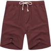 image:imageCOOFANDY Mens Linen Shorts Casual 9 7 Elastic Waist Drawstring Summer Beach ShortsWine Red