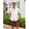 image:imageCOOFANDY Mens Linen Shorts Casual 9 7 Elastic Waist Drawstring Summer Beach ShortsWine Red
