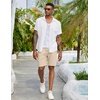 image:imageCOOFANDY Mens Linen Shorts Casual Drawstring Elastic Waist Lightweight Summer Vacation Beach ShortsBeige