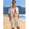 image:imageCOOFANDY Mens Linen Shorts Casual Drawstring Elastic Waist Lightweight Summer Vacation Beach ShortsBeige