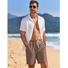 image:imageCOOFANDY Mens Linen Shorts Casual Drawstring Elastic Waist Lightweight Summer Vacation Beach ShortsBrown