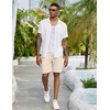 image:imageCOOFANDY Mens Linen Shorts Casual Drawstring Elastic Waist Lightweight Summer Vacation Beach ShortsCream