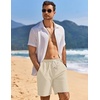 image:imageCOOFANDY Mens Linen Shorts Casual Drawstring Elastic Waist Lightweight Summer Vacation Beach ShortsCream