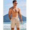 image:imageCOOFANDY Mens Linen Shorts Casual Drawstring Elastic Waist Lightweight Summer Vacation Beach ShortsDark Beige