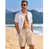 image:imageCOOFANDY Mens Linen Shorts Casual Drawstring Elastic Waist Lightweight Summer Vacation Beach ShortsDark Beige
