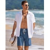 image:imageCOOFANDY Mens Linen Shorts Casual Drawstring Elastic Waist Lightweight Summer Vacation Beach ShortsDark Blue