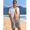 image:imageCOOFANDY Mens Linen Shorts Casual Drawstring Elastic Waist Lightweight Summer Vacation Beach ShortsDark Grey