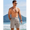 image:imageCOOFANDY Mens Linen Shorts Casual Drawstring Elastic Waist Lightweight Summer Vacation Beach ShortsDark Grey