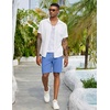image:imageCOOFANDY Mens Linen Shorts Casual Drawstring Elastic Waist Lightweight Summer Vacation Beach ShortsDenim Blue