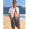 image:imageCOOFANDY Mens Linen Shorts Casual Drawstring Elastic Waist Lightweight Summer Vacation Beach ShortsGrey
