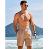 image:imageCOOFANDY Mens Linen Shorts Casual Drawstring Elastic Waist Lightweight Summer Vacation Beach ShortsKhaki
