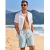 image:imageCOOFANDY Mens Linen Shorts Casual Drawstring Elastic Waist Lightweight Summer Vacation Beach ShortsLight Blue