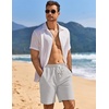 image:imageCOOFANDY Mens Linen Shorts Casual Drawstring Elastic Waist Lightweight Summer Vacation Beach ShortsLight Grey