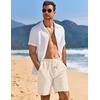 image:imageCOOFANDY Mens Linen Shorts Casual Drawstring Elastic Waist Lightweight Summer Vacation Beach ShortsLight Khaki  Black