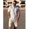 image:imageCOOFANDY Mens Linen Shorts Casual Drawstring Elastic Waist Lightweight Summer Vacation Beach ShortsLight Khaki