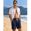 image:imageCOOFANDY Mens Linen Shorts Casual Drawstring Elastic Waist Lightweight Summer Vacation Beach ShortsNavy Blue