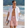 image:imageCOOFANDY Mens Linen Shorts Casual Drawstring Elastic Waist Lightweight Summer Vacation Beach ShortsPink