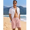image:imageCOOFANDY Mens Linen Shorts Casual Drawstring Elastic Waist Lightweight Summer Vacation Beach ShortsPink