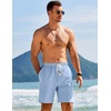 image:imageCOOFANDY Mens Linen Shorts Casual Drawstring Elastic Waist Lightweight Summer Vacation Beach ShortsSky Blue