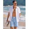 image:imageCOOFANDY Mens Linen Shorts Casual Drawstring Elastic Waist Lightweight Summer Vacation Beach ShortsSky Blue