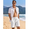 image:imageCOOFANDY Mens Linen Shorts Casual Drawstring Elastic Waist Lightweight Summer Vacation Beach ShortsWhite