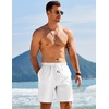 image:imageCOOFANDY Mens Linen Shorts Casual Drawstring Elastic Waist Lightweight Summer Vacation Beach ShortsWhite