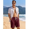 image:imageCOOFANDY Mens Linen Shorts Casual Drawstring Elastic Waist Lightweight Summer Vacation Beach ShortsWine Red