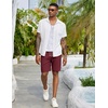 image:imageCOOFANDY Mens Linen Shorts Casual Drawstring Elastic Waist Lightweight Summer Vacation Beach ShortsWine Red